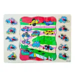 Puzzle din Lemn Mixt pentru Copii, Model Transport, Joc Educativ Clasic și Încastru cu Pioneze
