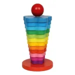 Turn Montessori din Lemn „Floarea Curcubeu”, Jucărie Educativă de Stivuire și Sortare