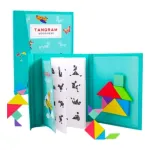 Puzzle Magnetic din Lemn tip Montessori, Set Creativ cu 42 de Piese și Planșe cu Modele