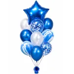 Set Baloane Petrecere, Balon Stea din Folie și Confetti, Umflare Aer/Heliu, Albastru