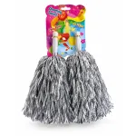Set 2 Pompoane Majorete, Argintiu Metalizat, cu Mâner de Plastic, Accesorii Petrecere și Sport