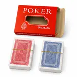Set 2 Pachete Cărți de Joc Poker, 100% Plastic, Lavabile, Roșu și Albastru