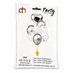 Set Complet cu Baloane din Folie și Latex, 9 Baloane, Argintiu