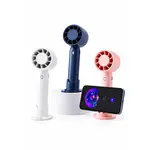 Ventilator Portabil Reîncărcabil USB cu Suport de Birou și Suport pentru Telefon, 3 Trepte de Viteză și Baterie Integrată