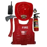 Set de Pompieri pentru Copii, Trusă Tactică de Jucărie cu Vestă Roșie, Cască, Extinctor și Topor