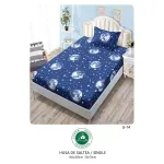 Set Husă de Pat cu Elastic și 1 Față de Pernă, Finet, 140x200 cm, Model Lună și Stele (U-14)