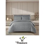 Lenjerie de Pat Dublu din Damasc Premium, 4 Piese, Cearceaf de Pat cu Elastic 180x200 cm, Model Pătrățele Gri
