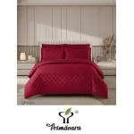 Lenjerie de Pat Dublu din Damasc Premium, 4 Piese, Cearceaf de Pat cu Elastic 180x200 cm, Model Pătrățele Bordo
