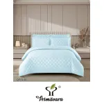 Lenjerie de Pat Dublu din Damasc Premium, 4 Piese, Cearceaf de Pat cu Elastic 180x200 cm, Model Pătrățele Bleu