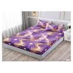 Set Husă de Pat din Finet cu Elastic, 180x200 cm, Mov cu Fluturi, 2 Fețe de Pernă