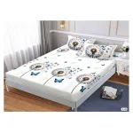 Set Husă de Pat din Finet cu Elastic, 180x200 cm, Model Păpădii și Fluturi, 2 Fețe de Pernă