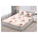 Set Husă de Pat din Finet cu Elastic, 180x200 cm, Model Păpădii Roz, 2 Fețe de Pernă