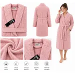 Set Complet Baie: 1 Halat Velur Mărime S/M și 2 Prosoape, Roz