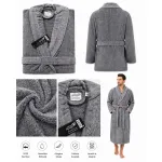 Set Complet Baie: 1 Halat Velur Mărime L/XL și 2 Prosoape, Gri