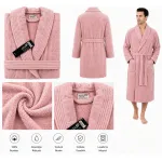 Set Complet Baie: 1 Halat Velur Mărime L/XL și 2 Prosoape, Roz
