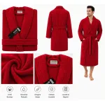 Set Complet Baie: 1 Halat Velur Mărime L/XL și 2 Prosoape, Roșu