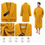Set Complet Baie: 1 Halat Velur Mărime L/XL și 2 Prosoape, Muștar