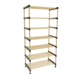 Raft Modular din Lemn cu 7 Etajere pentru Încălțminte, 56x28x114 cm