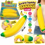 Jucărie Squishy Banană XXL cu Gel, Moale și Elastică, Antistres, 40 cm