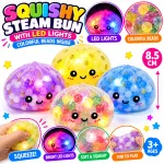 Jucărie Squishy Steam Bun cu Bile și Lumini LED, Moale și Antistres, 8,5 cm