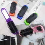 Perie pliabilă de poșetă cu oglindă - model dreptunghiular, compact și versatil
