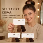 Set 36 Elastice de Păr în Nuanțe Naturale - 12 Cartonașe
