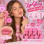 Luciu de Buze Micolor Lip Gloss cu Breloc și Pompon Pufos L5185 6 g - Set 12 Bucăți