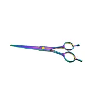 Foarfecă de tuns YTT 6.0 cu finisaj multicolor rainbow și lame ultra-ascuțite pentru tăiere lină în degrade