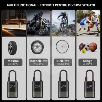 Utilizări multiple compresor aer Roll Fast pentru auto, bicicletă și mingi