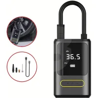 Compresor portabil wireless cu accesorii și adaptoare incluse în pachet