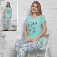 En-gros Set Pijamale Damă cu Mânecă Scurtă, 65% Bumbac, 4 Mărimi per Set (M-2XL), Diverse Modele și Culori - vânzare en-gros pentru revânzare