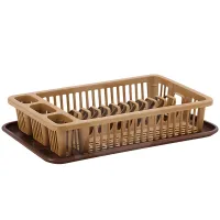 Suport pentru Vase din Plastic cu Tavă de Scurgere, 24x41x8 cm, Compartimentat, Bax 20 Bucăți