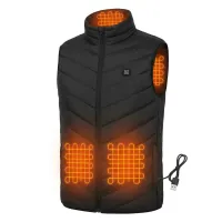 En-gros Vestă Încălzită Electric USB – 9 Zone Termice, 3 Niveluri de Temperatură, Căptușită și Matlasată, Material Nailon Impermeabil, Unisex, Culoare Neagră, Ideală pentru Iarnă și Activități Outdoor - vânzare en-gros pentru revânzare