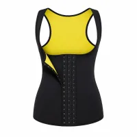 Vestă GetFit din Neopren pentru Slăbit și Modelarea Taliei Negru cu Galben Mărimi M/L și L/XL