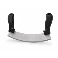 Cuțit Semilună Mezzaluna pentru Usturoi, Verdețuri și Legume, Lamă Inox 25.5 cm, Mânere Ergonomice Antiderapante