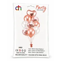 Set Complet cu Baloane din Folie și Latex, 9 Baloane, Bej Rose Gold