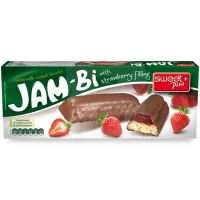 Biscuiți Sweet Plus Jam-Bi cu dulceață de căpșuni și glazură de ciocolată, 150g