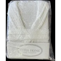 Halat de baie elegant din bumbac, model Altin Home, alb, mărimea M
