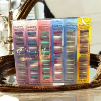 Set unghii false autoadezive - False Nail Professional - 12/set, culori și modele diverse