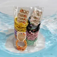 Set elastice colorate cu decor floare - 5 buc/cartonaș (12 cartonașe/set)