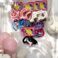 Set elastice fundiță color - 3 buc/cartonaș (12 cartonașe/set)
