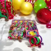 Set elastice colorate cu fundiță pentru păr - 4 bucăți/cartonaș (12 cartonașe/set)