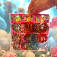 Set elastice spiralate colorate pentru păr - 6 bucăți/cartonaș (12 cartonașe/set)