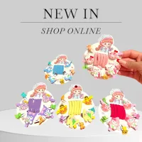 Set accesorii păr fetite rotund cu elastice si clame figurine colorate D40