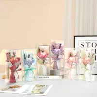 Buchet de flori textile în cutie holografică, - E153