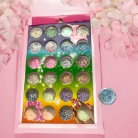 Set paiete pentru unghii - 24 recipiente cu sclipici decorativ în culori mixte Nail Art Glitter