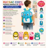 Rucsac copii H669 animale 3D 33x29x16 cm