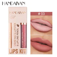 Handaiyan Lips Kit H1052 - Set Ruj Lichid Mat + Creion Contur Buze, Culori Mixte
