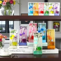 Difuzor parfum cu bețișoare și flori decorative - I366