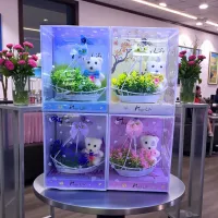 Ursuleț cu flori artificiale colorate, 13 cm, - I493